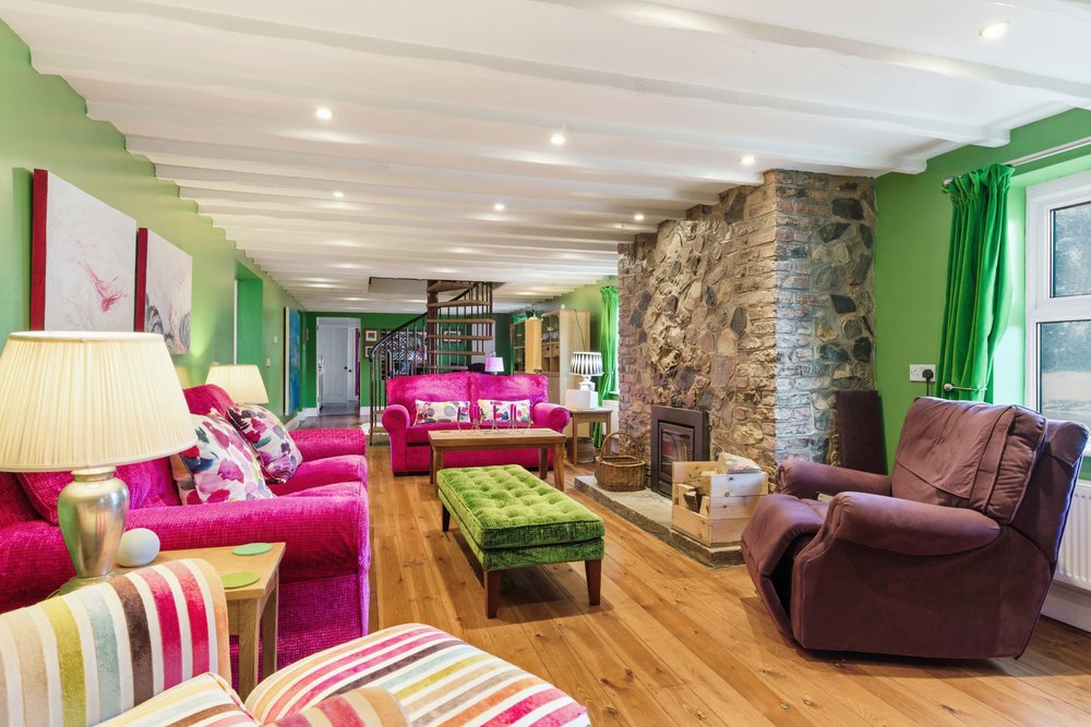 Lounge with bold, colourful styling